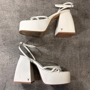 White Chunky Windsorsmith Block Platform Heels